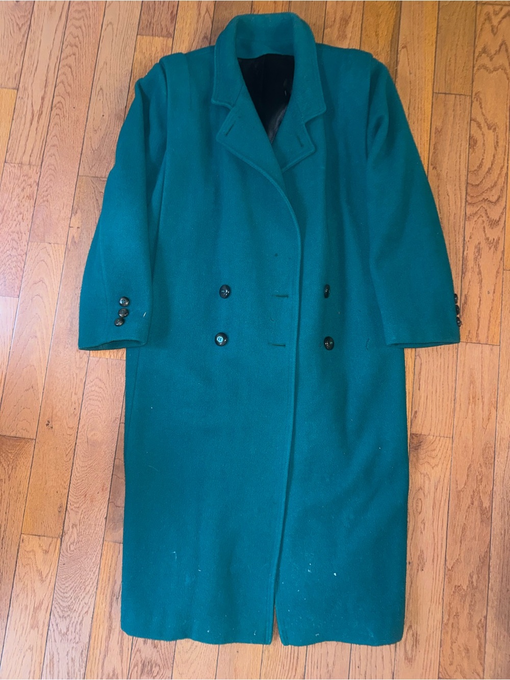 Women's Double-Breasted Teal Wool Pea Coat